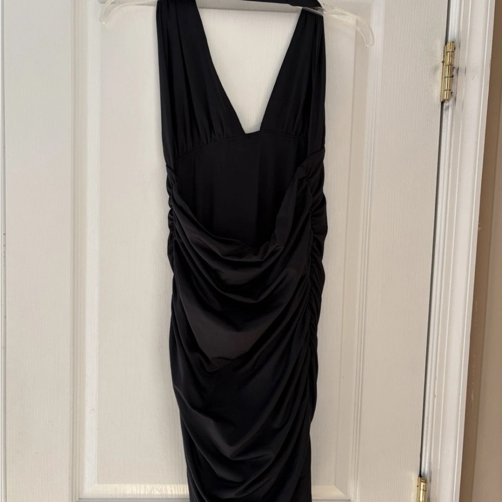 Princess Polly Black Asymmetrical Ruched Sheath Dress